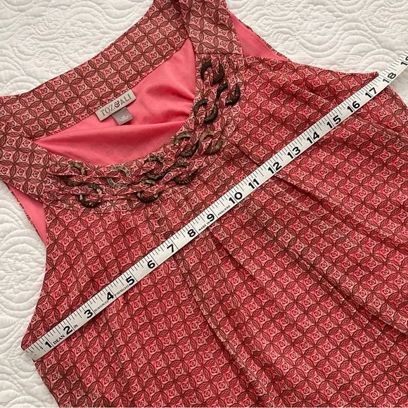 Roz & Ali Top Sleeveless Geometric Print Embellished Neckline Size M - Picture 9 of 14